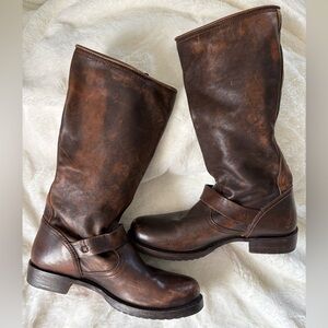 Frye Veronica Slouch Brown Leather Knee-High Boots